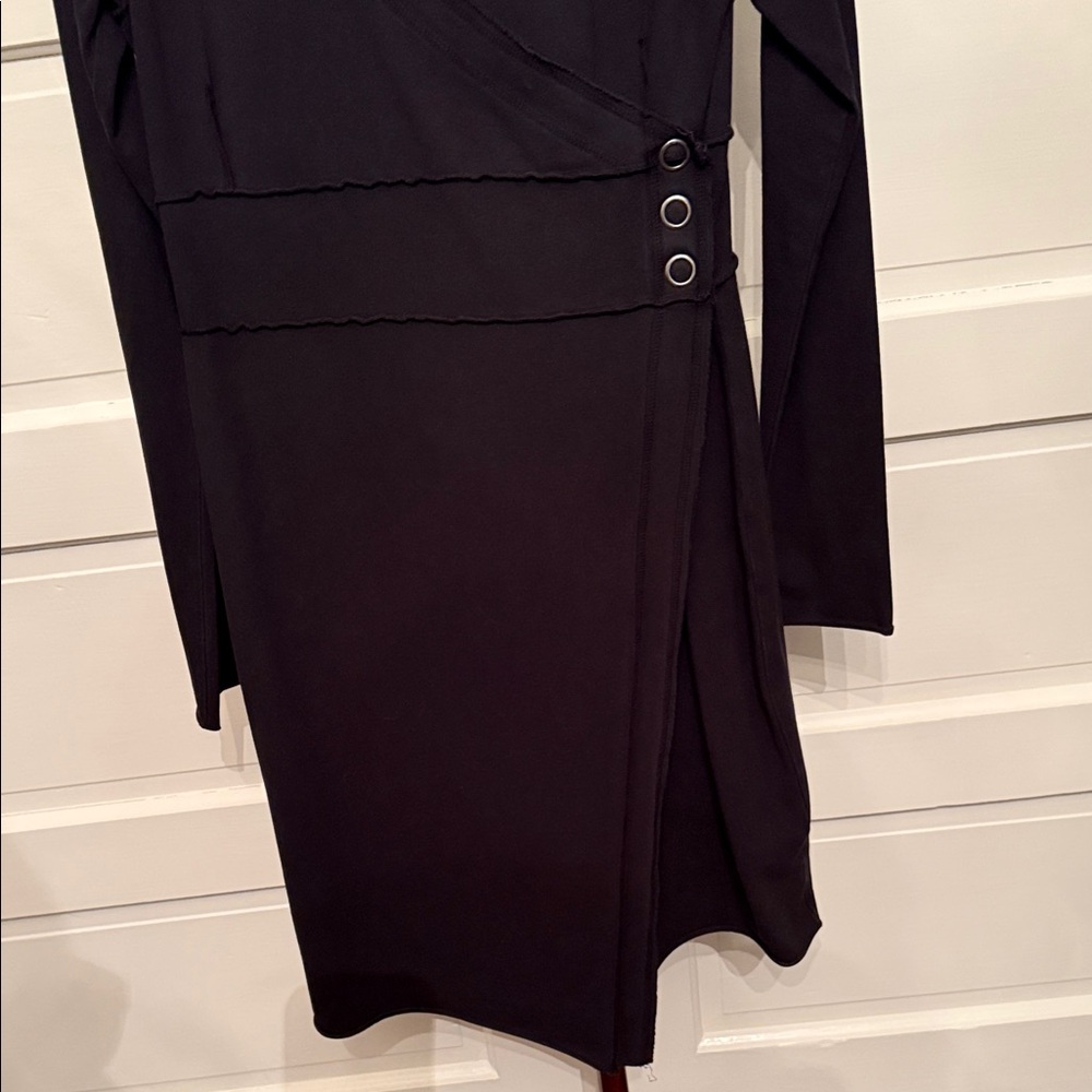 Raw Earth Wild Sky Jersey Knit Wrap Dress Black Size L Boho - Picture 2 of 14